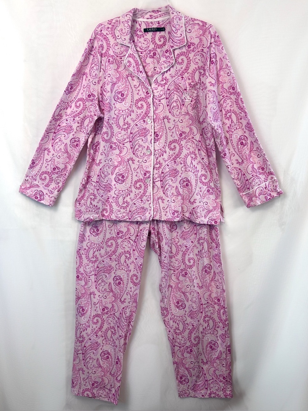 Lauren Ralph Lauren Women’s Pink Paisley 2 Piece Pajama Set / 1X